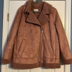 LOFT Faux Suede Aviator Jacket - XL